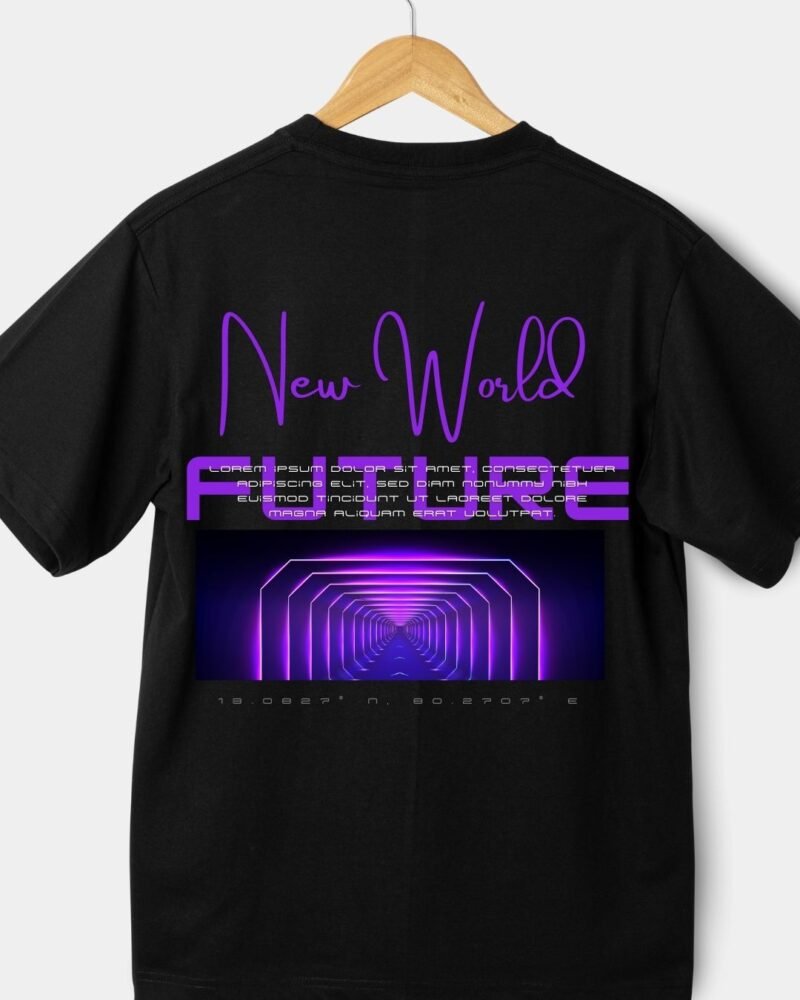 Black and Navy Blue oversized Tee - the future - Image 3