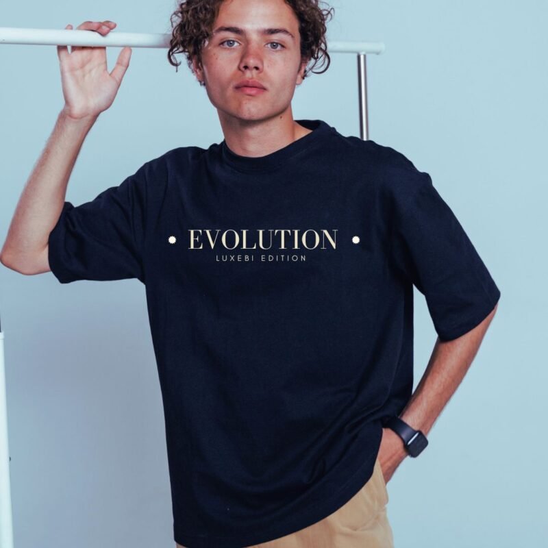 Black and Navy Blue oversized Tee - Evolution - Image 5