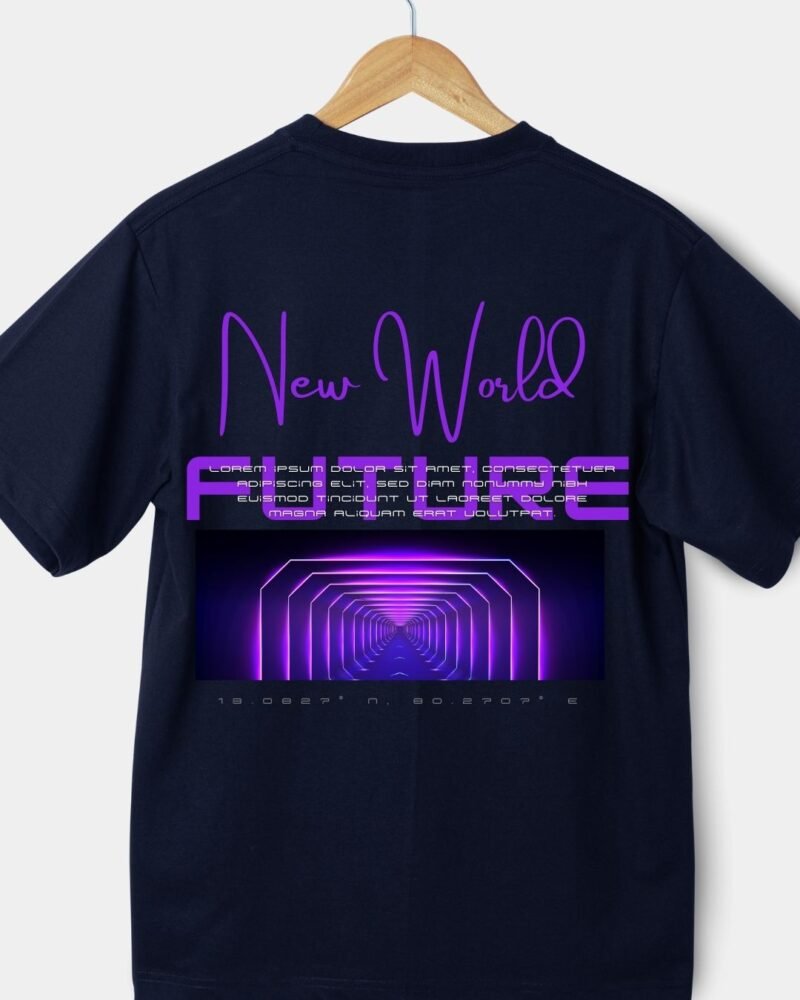 Black and Navy Blue oversized Tee - the future - Image 5