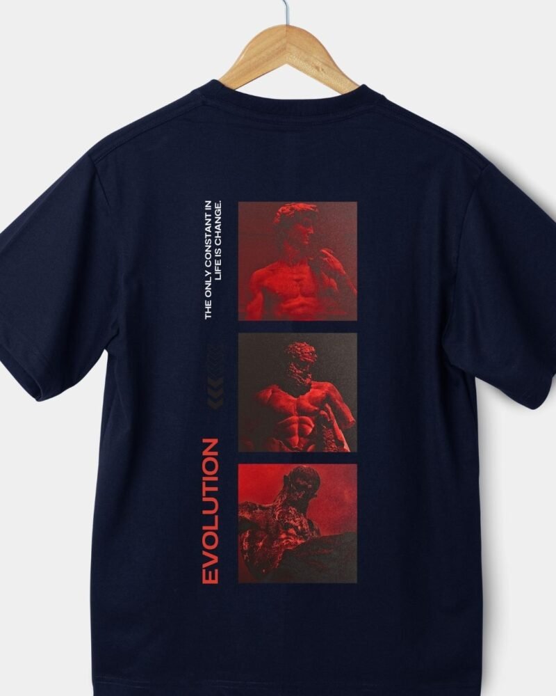 Black and Navy Blue oversized Tee - Evolution - Image 6