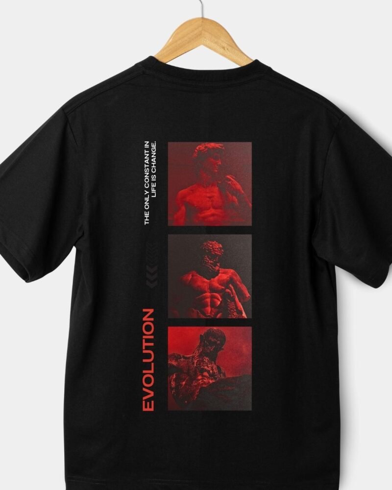 Black and Navy Blue oversized Tee - Evolution - Image 4