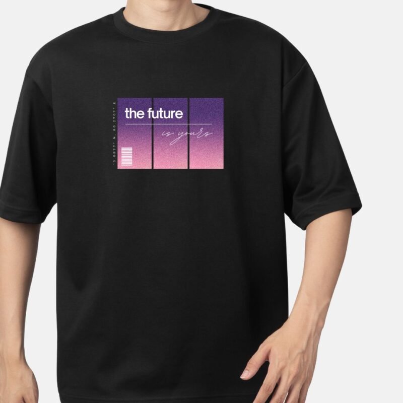 Black and Navy Blue oversized Tee - the future - Image 4