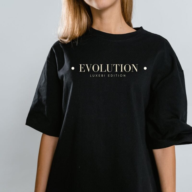 Black and Navy Blue oversized Tee - Evolution - Image 3