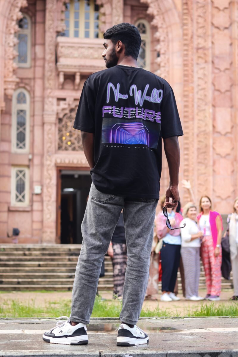 Black and Navy Blue oversized Tee - the future - Image 6