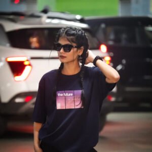 Black and Navy Blue oversized Tee - the future