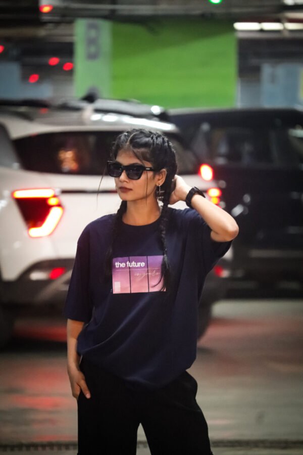 Black and Navy Blue oversized Tee - the future
