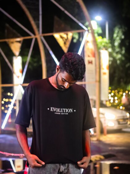 Black and Navy Blue oversized Tee - Evolution