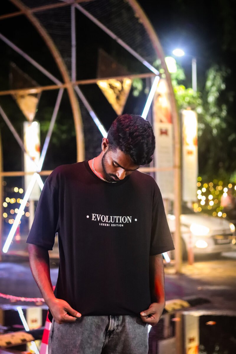Black and Navy Blue oversized Tee - Evolution