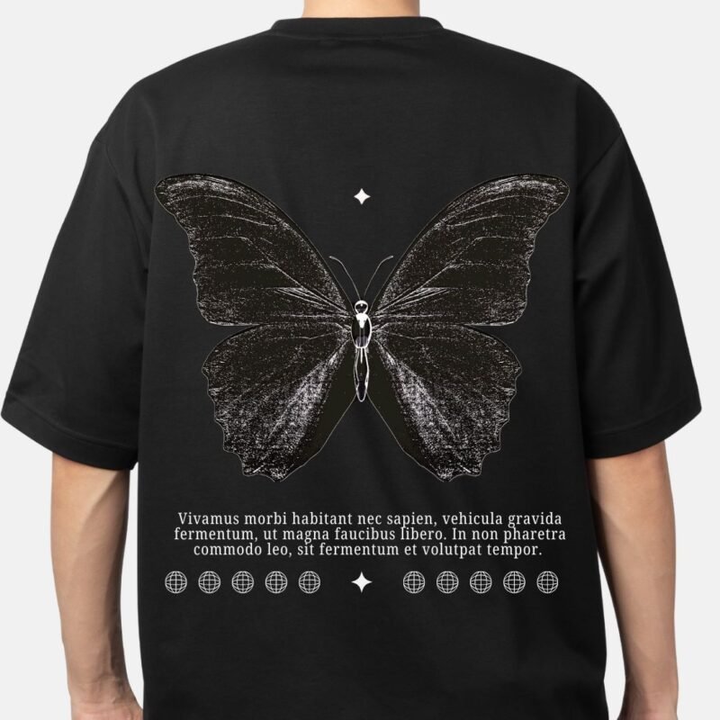 Black oversized Tee - Butterfly - Image 2