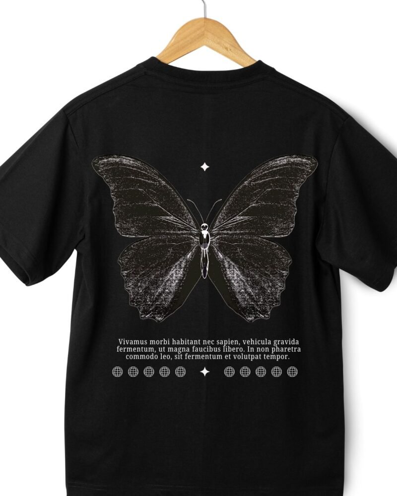 Black oversized Tee - Butterfly - Image 3