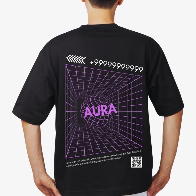 Black oversized Tee - AURA - Image 3